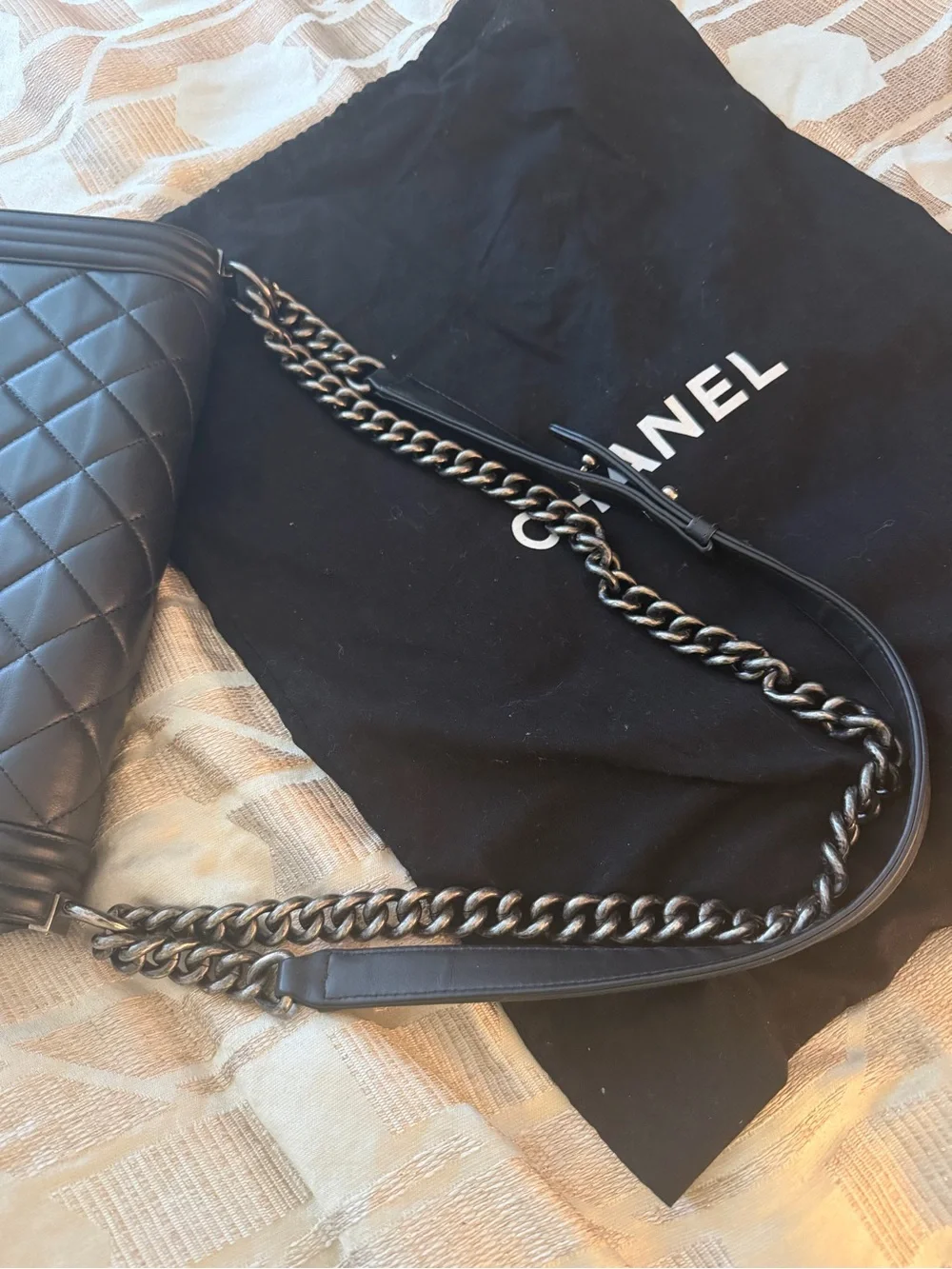 CHANEL Black Leather Messenger Bag